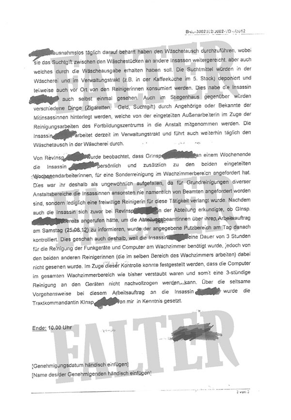 Die Korruptionsanzeigen und Mails mit sexuellen Belästigungen im Original